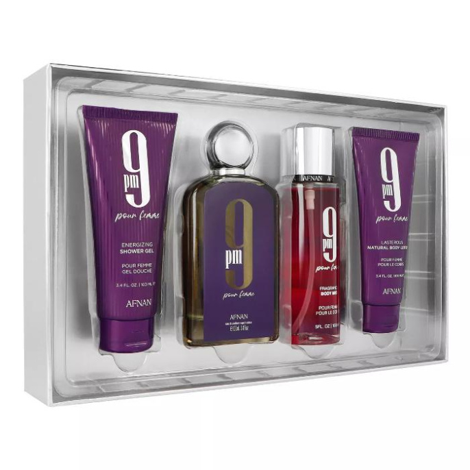 Набор оригинал Afnan 9 PM Pour Femme Purple Luxury Gift Set (3x100+150ml)